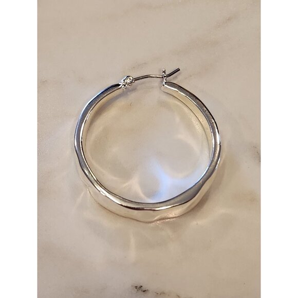 Gloria Vanderbilt Silver-Tone Hammered Hoop Earrings - Picture 5 of 5